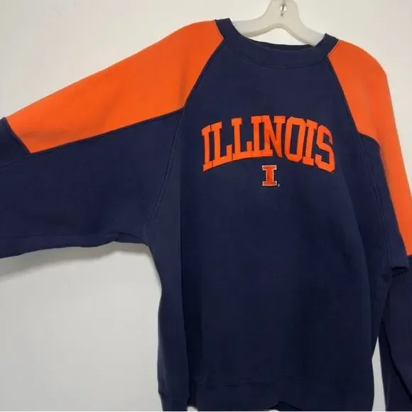 ILLINOIS Fighting Illini Vintage 80s 90s Embroidered Crew Sweatshirt Size 2X XXL